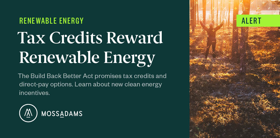 Clean Energy Tax Credits in Build Back Better Act
