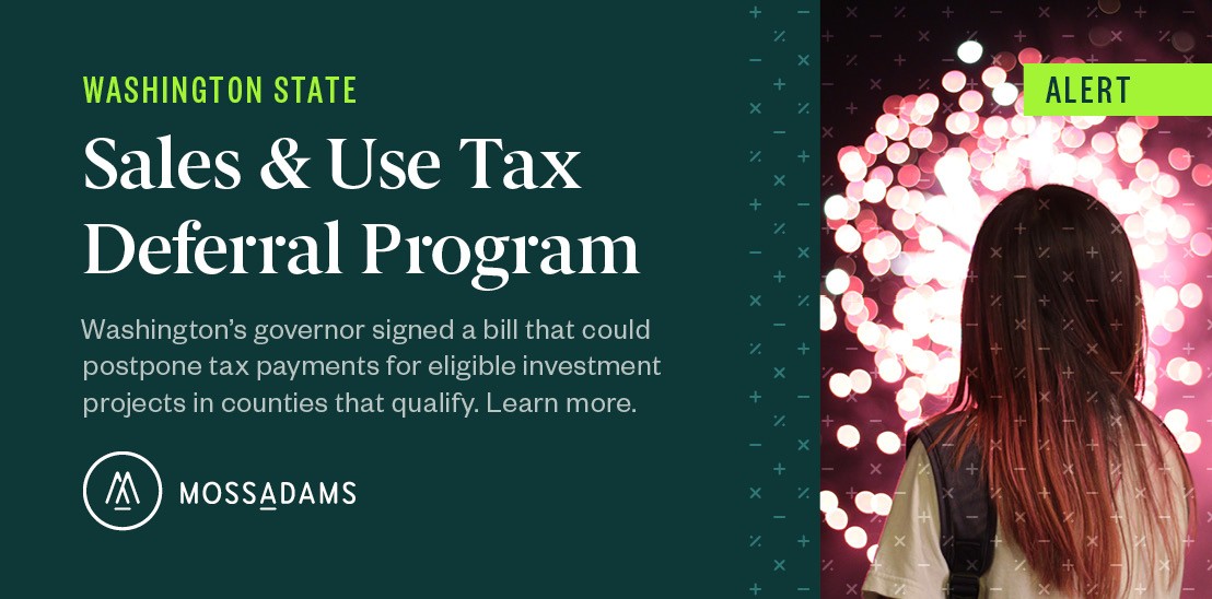 New Washington State Sales and Use Tax Deferral Program