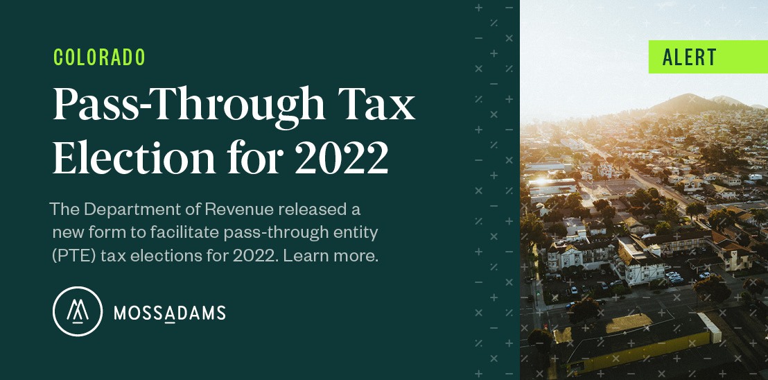 Colorado Tax Year 2022 PassThrough Entity Tax Election Form