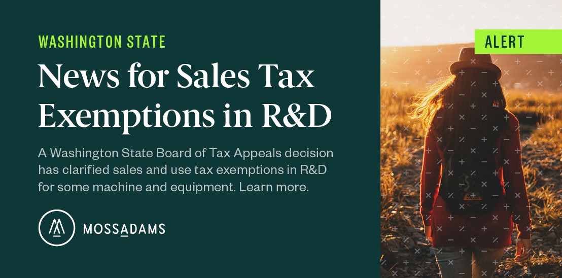 Washington State Court of Appeals on Sales Tax Exemptions